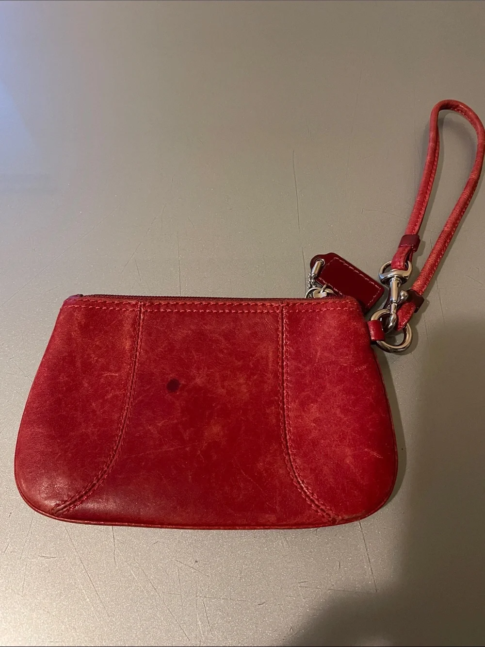Coach Red Leather Wristlet with Detachable Strap